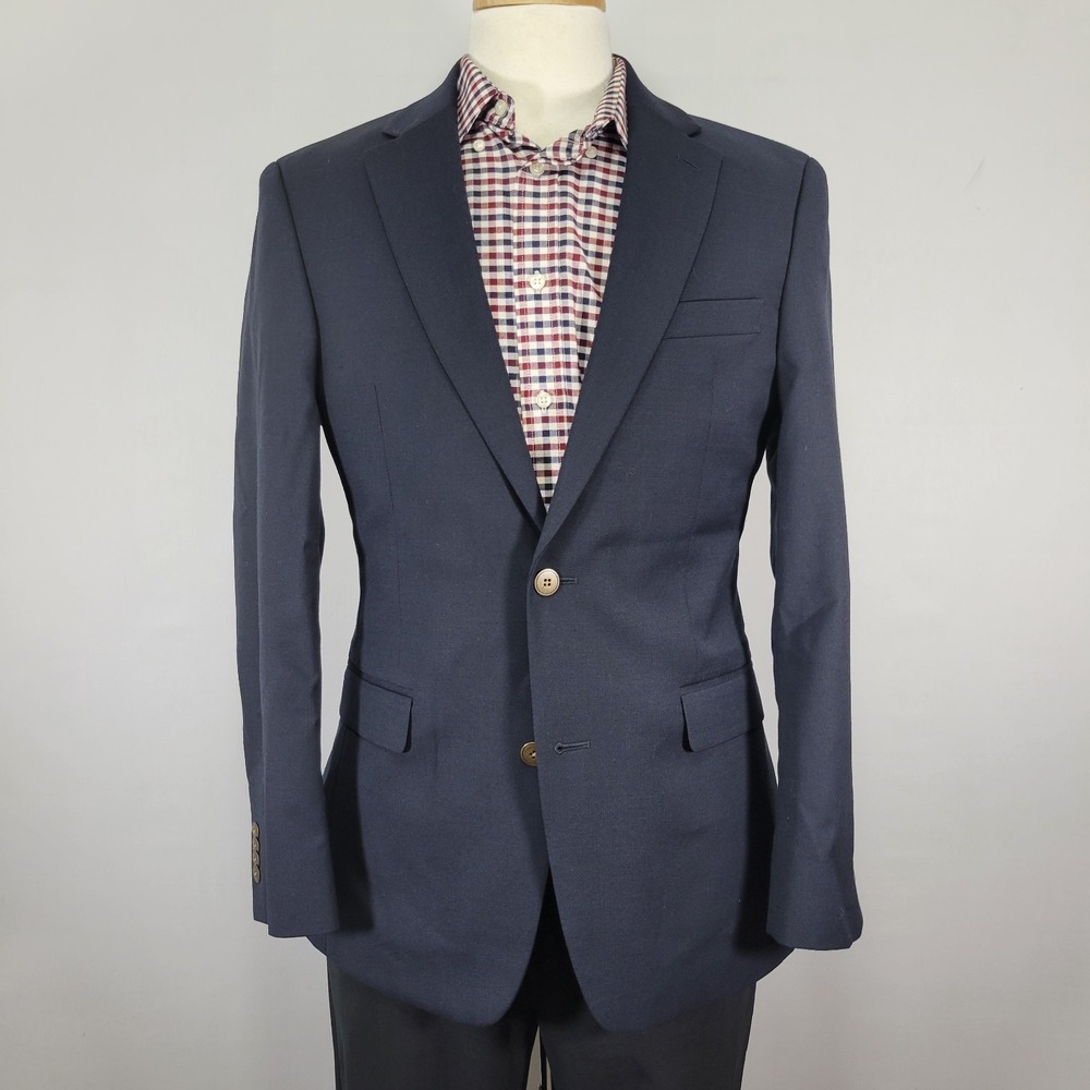 Tommy Hilfiger Men's Sport Coat Blazer Two Button Navy Blue Wool Polyester 38R